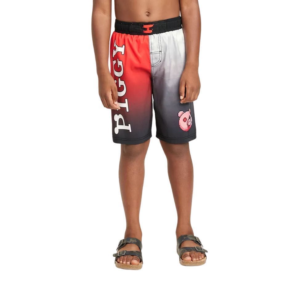 Boys Piggy Swim Shorts Red/Silver Size S